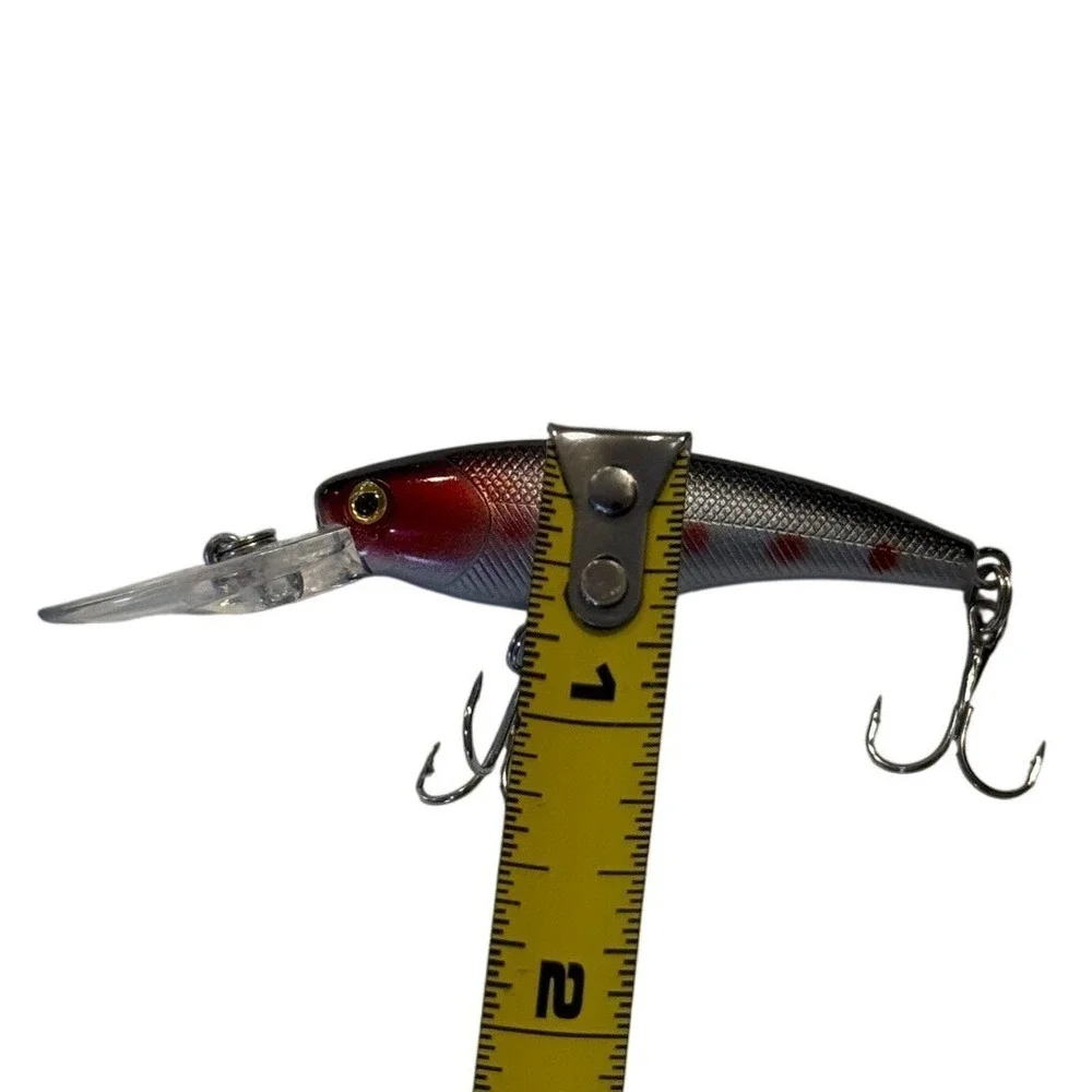 Deep Diver Minnow Fishing Lure Red Head Silver Scale Crankbait 3.5 Inch